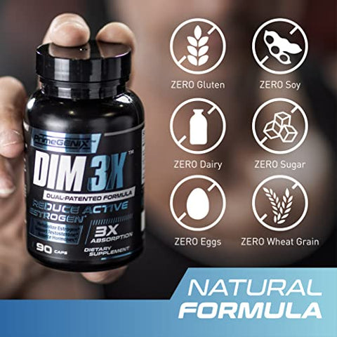PrimeGENIX - DIM 3X 200mg | Bloqueador de Estrogênio para Homens | Diminua os Níveis de Estrogênio | Aumente a Testosterona | Produto de Qualidade | 200mg por Cápsula | Marca DIM 3X