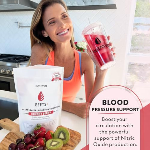 Natrava - Beets: Pó de Raiz de Beterraba 100% Orgânico com Vitaminas – Mistura em Pó – 200g