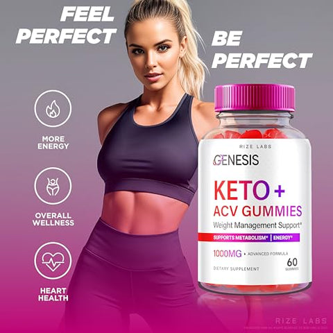 rize labs - (2 Pacotes) Gomas Genesis Keto ACV, Oficial Suplemento Keto ACV para Perda de Peso Avançada, Premium Keto Genesis Plus AVC, Tudo Natural Extremo 2000mg, Oficial Keto Plus ACV