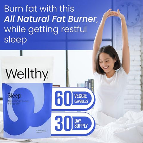Queimador Noturno de Gordura – Comprimidos para Perda de Peso Feminina – Vitamina B6, Ashwagandha – 60 cápsulas - Wellthy