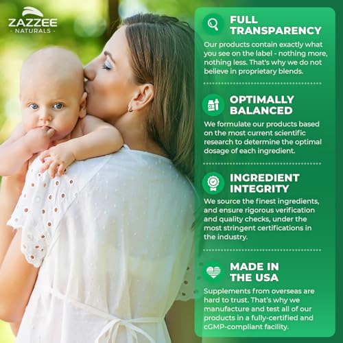 Cápsulas de Myo-Inositol, 2000 mg por Porção, 120 Cápsulas Veganas, Dosagem Ideal para Proporção 40:1, 100%% Vegetariano, Equilíbrio Hormonal - Zazzee