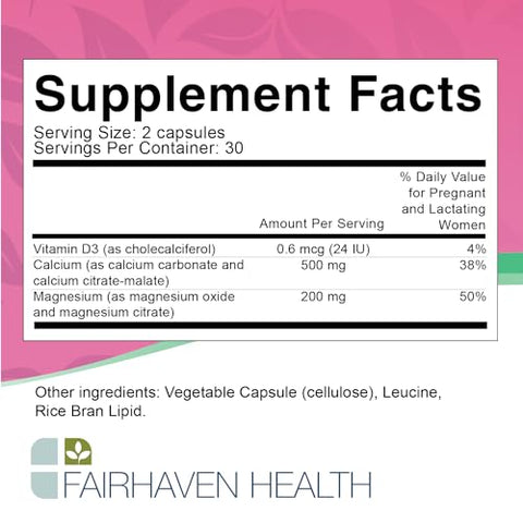 Peapod Cal-Mag | Cálcio e Magnésio para Gestantes | 60 cápsulas | 500mg - Fairhaven Health
