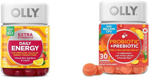 Gummy Extra Forte de Energia Diária, Sem Cafeína, 1000mcg de Vitamina B12, CoQ10, Goji Berry – 60 gomas - OLLY