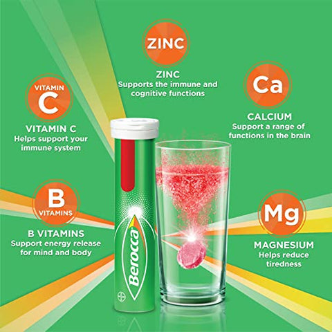 Performance 30 Comprimidos Efervescentes – Sabor Original de Frutas Vermelhas Versão Internacional Livre de Cafeína | Marca Berocca - Berocca