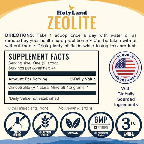Healthy by Nature - Zeolite Cleanse HolyLand – Pó Detox de Zeolita (200g) – Ativado Naturalmente – Micronizado 0-25 – Detox Completo para Mulheres, Homens – Suporta Energia, Foco