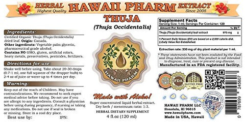 Hawaii Pharm - HawaiiPharm Extrato Líquido de Thuja, Tintura de Folha Seca de Thuja (Thuja Occidentalis), Suplemento Herbal, Fabricado nos EUA, 2×2 fl.oz (60ml)