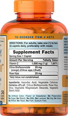 Puritan's Pride - Puritan’s Pride Vitamina C 1000mg com Rose Hips para Suporte Imunológico – 250 Cápsulas