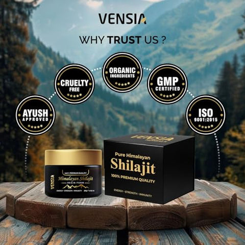 VENSIA - Shilajit Puro do Himalaia em Resina, Ultra Concentrado com 80% de Ácido Fúlvico, 85 Minerais Traços, Energia – Marca em Destaque