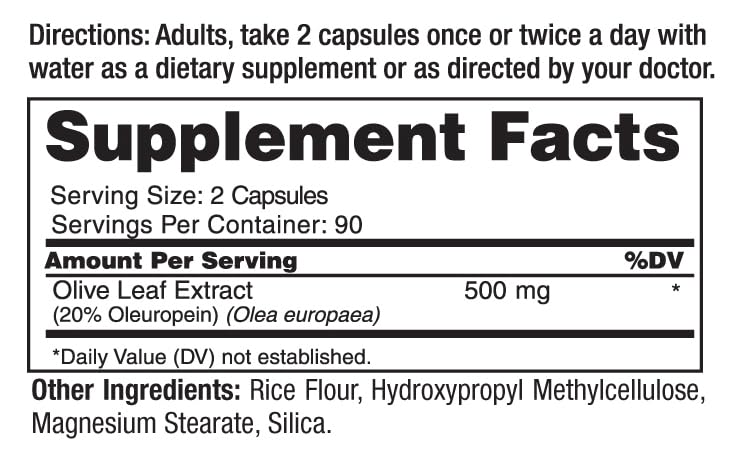 Vitamins | Oleuropein Olive Leaf | Suplemento Alimentar | Coração Saudável | Reforço do Sistema Imunológico | Suplemento Natural | 180 Cápsulas - Roex