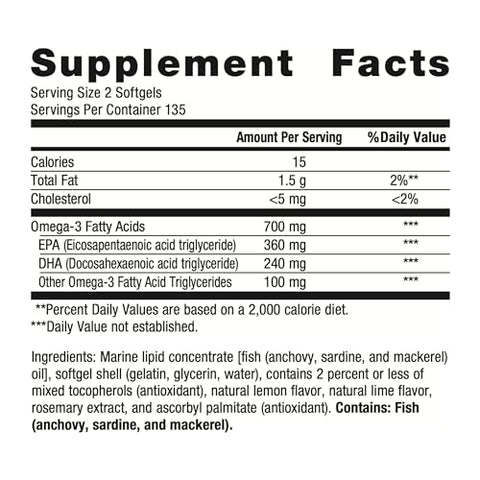 OmegaGenics EPA-DHA 300mg – Óleo de Peixe Ômega 3 Diário para Apoio à Saúde Cardiovascular, Musculoesquelética e do Sistema Imunológico – 270 Cápsulas Softgels - Metagenics