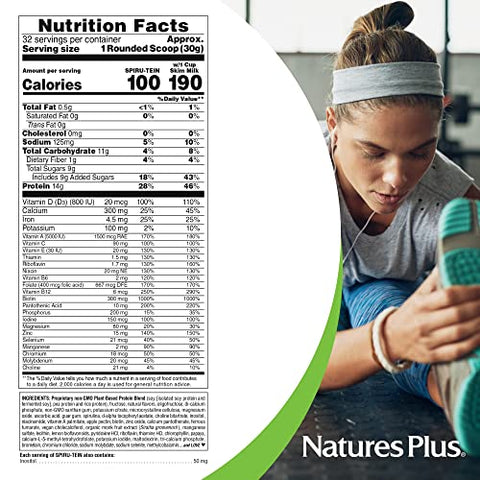 Natures Plus - NaturesPlus SPIRU-TEIN, Baunilha – 960g – Pó de Proteína de Spirulina – Vitaminas