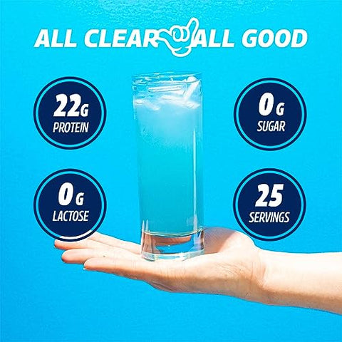 Clear Whey Isolate Blue Razz Freeze – 25 Porções, 22g Proteína por Porção, Sem Açúcar, Amigo do Keto, Sem Soja – Pó de Proteína Transparente, Sabor de Suco - SEEQ