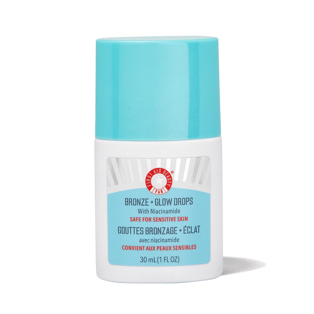 Bronze Glow Drops com Niacinamida – Sérum Facial para um Brilho Instantâneo, Uniformiza a Tonalidade da Pele e Minimiza Poros – Seguro para Peles Sensíveis – 30ml - First Aid Beauty
