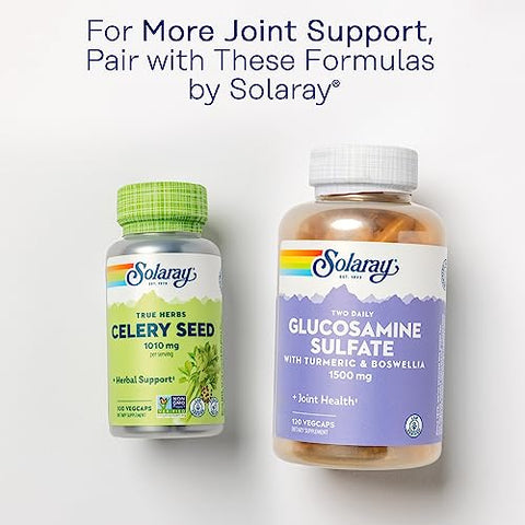 SOLARAY - Solaray Glucosamina Condroitina Ácido Hialurônico, Suporte para Ossos e Articulações Saudáveis, Suplemento com Vitamina C para Absorção Aumentada, Verificado em Laboratório, Garantia de 60 Dias, 60 Porções