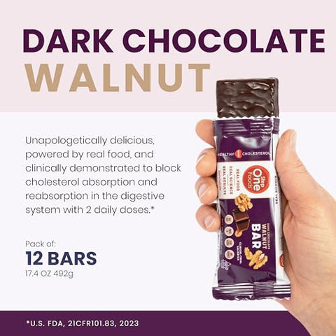 Barras de Chocolate Amargo com Nozes, Comprovadamente Clínicas para Reduzir o Colesterol (12 Unidades) - Step One Foods