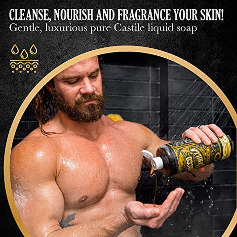 Carolina Castile Soap - Sabonete Líquido Natural para Homens com Pele Sensível – Corpo e Rosto – Óleo de Oliva e Manteiga de Cacau – 250ml