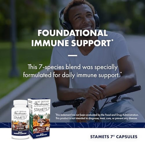 Stamets 7-7 Espécies – Suplemento de Cogumelos para Suporte Imunológico – Inclui Royal Sun Blazei, Cordyceps, Reishi, Maitake, Lion’s Mane, Chaga – 60 cápsulas - Host Defense