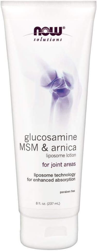 Solutions Loção Lipossomal de Glucosamina, MSM e Arnica para Áreas Articulares, Tecnologia Lipossomal para Absorção Aprimorada, 240 ml - NOW Foods