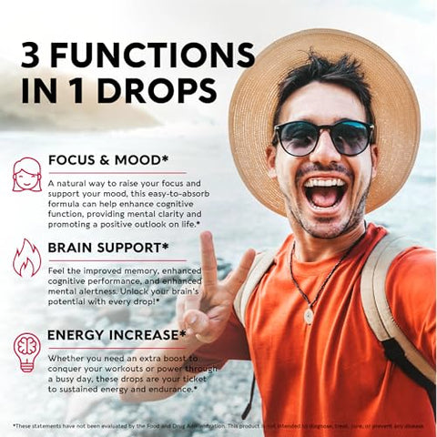 NUTRAHARMONY - Vitamina B12 Sublingual Líquida Vegana – USDA Orgânico 5000 mcg Methylcobalamin – Energia e Foco