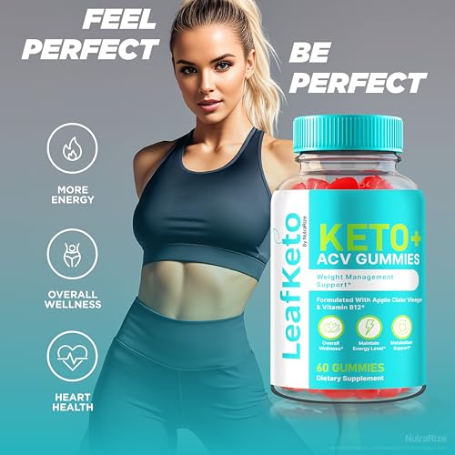 NutraRize - Leaf Keto ACV Gummies – Gomas de Maçã com Vinagre de Maçã para Keto, 60 Gomas