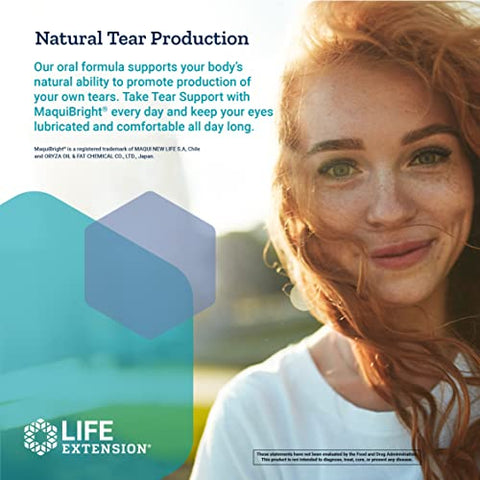 Suplemento para saúde ocular com extrato de Maqui Berry – Life Extension Tear Support com MaquiBright 60mg – Fórmula para produção de lágrimas e alívio dos olhos secos – Não-OGM, sem glúten, vegetariano – 30 cápsulas
