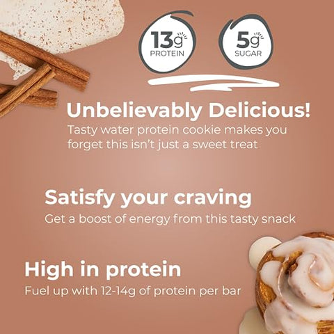 Barras de Wafer de Proteína, Snacks de Alta Proteína com Sabor Delicioso, Canela Roll, 40g (12 Unidades) - Power Crunch