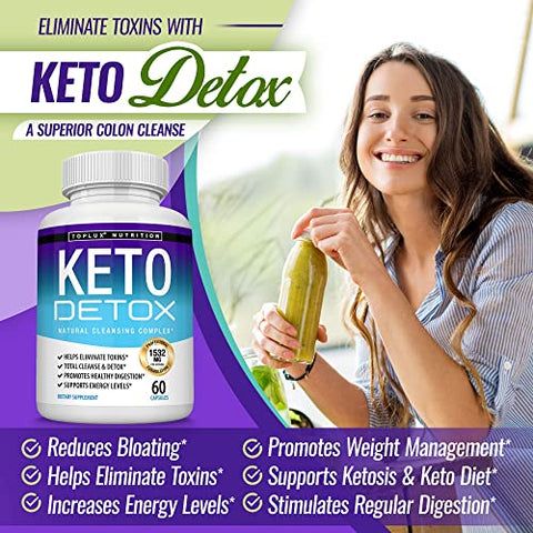 Keto Detox Pills – Fórmula Avançada de Limpeza com Extrato de Açaí Natural de 1532 Mg, Desintoxicação do Cólon, Eliminação de Toxinas - Toplux