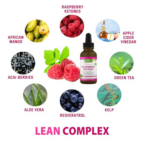LEAN Nutraceuticals - Perda de Peso Perfect Keto Gotas de Cetona de Framboesa, Supressor de Apetite Queimador de Gordura para Homens e Mulheres, Suplemento Energético para Dieta Acelerador de Metabolismo que Funciona para Barriga, Emagreça Mais Rápido