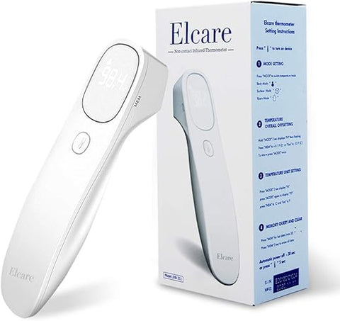 Elcare - Termômetro Infravermelho Sem Contato para Todas as Idades – Atualizado Grau Hospitalar, Modo de Temperatura Corporal e Ambiente, Display LED Grande e Suave