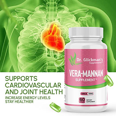 Dr. Glickman’s Supplements - Vera-mannan Aloe Vera – Suplemento de Aloe Vera, 1 Frasco, 60 Cápsulas