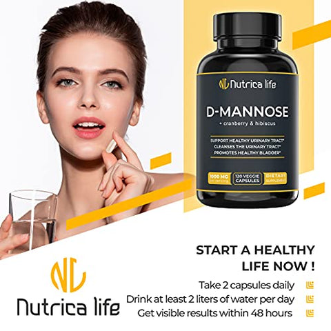 Nutrica Life - Tratamentos para Infecção Urinária D Mannose 1000mg Cápsulas – Potente D-Mannose