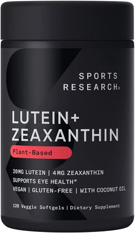Cápsulas de Luteína e Zeaxantina – Suporte para a Saúde Ocular com Lute-Gen® e Óleo de Coco Orgânico – Amigo dos Veganos - Sports Research