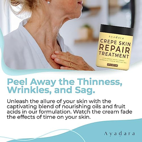 AYADARA - Tratamento Reparador para Pele Enrugada 240ml, Loção Firmadora para Pele Flácida, Creme Corretor de Rugas e Colágeno para Reafirmar a Pele do Corpo, Creme Anti-Rugas para Rosto, Pescoço, Braços e Pernas, 500 Utilizações