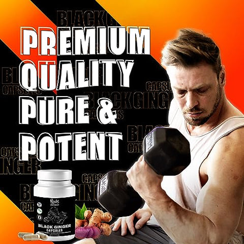 Real Naturals - Cápsulas de Extrato de Gengibre Preto para Homens 500 mg (100 Cápsulas) Vegano – Kaempferia Parviflora para Resistência e Desempenho Geral