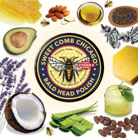 Sweet Comb Chicago - Polimento para Cabeças Calvas: Pós-barba para Homens, Hidratante à Prova d’Água para Cabeças Calvas, Ideal para o Dia dos Pais, Natal, Feriados, 120 ml