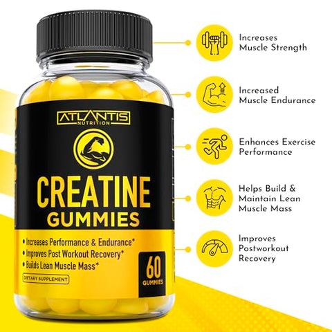 Atlantis Nutrition - Gomas de Creatina Monohidratada para Força – 100g – Marca de Produto