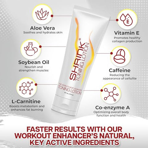 shrink - Loção Redutora – Creme Anticelulite Ativado pelo Calor e Firmador para Mulheres e Homens – Creme Corporal para Barriga, Abdômen e Corpo – com Cafeína, Vitamina E, Pele