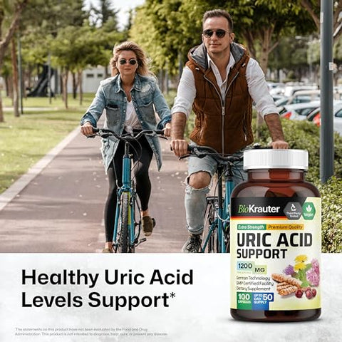 BIO KRAUTER - Cápsulas de Suporte à Ácido Úrico – Suplemento para Saúde Renal com Extrato de Cereja 10:1 – Cardo de Leite – 60 cápsulas