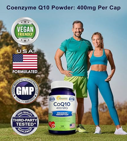 CoQ10 400mg – 100 Cápsulas Vegetais – Alta Absorção – Pó de Coenzima Q10 – Suplemento Ubiquinona – Extra Antioxidante CO Q-10 – Vitamina Enzima – Marca aSquared Nutrition - aSquared Nutrition