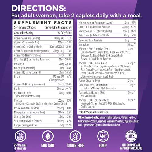 Ultra 360 Multivitamínico para Mulheres 50 Plus, Multivitamínico para Mulheres 50 com Minerais | Vitamin World Ultra 360 Mulheres 50 Plus, Multivitamínico com Minerais - Vitamin World