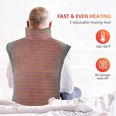 COMFIER - Aquecedor Elétrico Comfier para as Costas, Flanela Macia, 3 Níveis de Calor, Envoltório Aquecido para Pescoço e Ombros, Elegível para FSA HSA