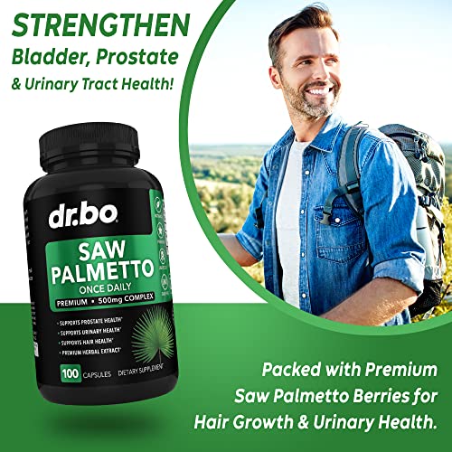 DR. BO - Saw Palmetto para Saúde da Próstata Masculina – Crescimento Capilar e Controle da Bexiga – Complexo de Suplementos