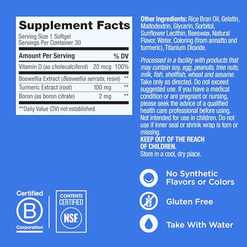 Ultra Joint Softgels – Extrato de Boswellia, Cúrcuma, Vitamina D, Boro – 30 Dias de Suprimento – 30ct - OLLY