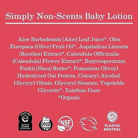 Loção para Bebê Earth Mama Simply Non-Scents para Pele Seca, Creme de Calêndula para Cuidados com a Pele do Recém-Nascido, Hidratante Orgânico para Crianças com Suco de Aloe Vera e Rooibos – 100ml