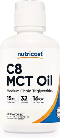 Óleo MCT C8 473ml – Keto, Paleo, Não-OGM - Nutricost