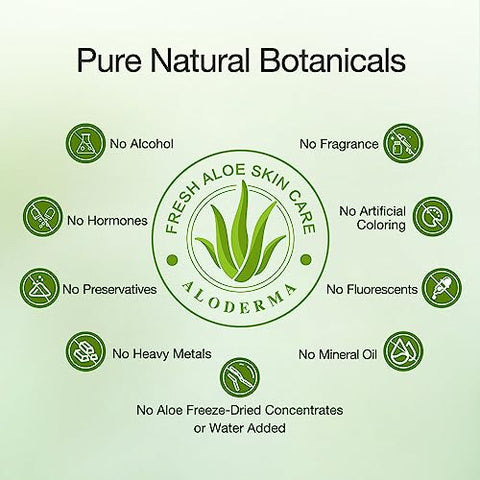 Gel de Aloe Vera Orgânico Aloderma para o Rosto – 96% Puro, Feito em até 12 Horas após a Colheita – Para Pele, Couro Cabeludo – 100ml