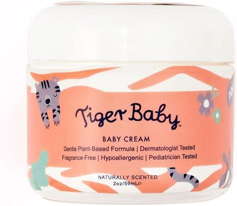 Creme Nourishing Baby Tiger Baby para Corpo e Rosto, Natural e Orgânico à Base de Plantas, Testado por Dermatologistas e Pediatras, 60 ml