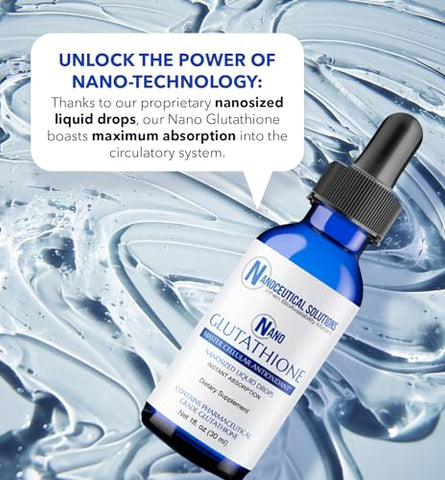 Nanoceutical Solutions - Nano Glutationa Líquida de Grau Farmacêutico | Suplemento de Glutationa em Gotas | Absorção Ultraeficiente, Até 8 Vezes Maior Que a Glutationa |