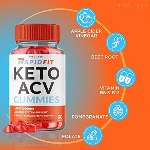 rize labs - (3 Pacotes) Gomas RapidFit Keto – Rapid Fit Keto ACV Gummies para Perda de Peso Avançada com Vinagre de Maçã – Suplemento de Gomas RapidFit Keto para Queima de Gordura Abdominal Extra Forte – Gomitas de Alta Potência