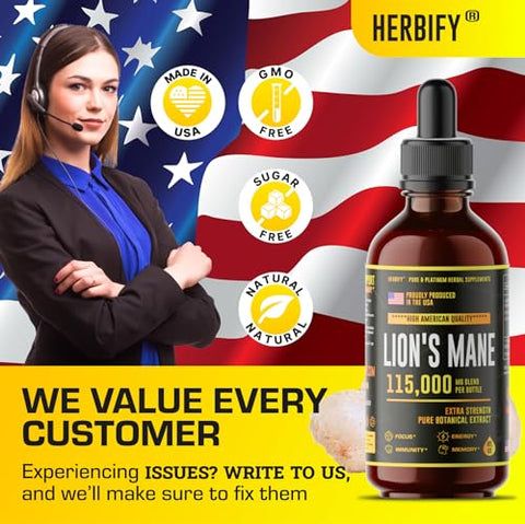 HERBIFY - Suplemento de Cogumelo do Leão – Suplemento Diário para Memória e Concentração